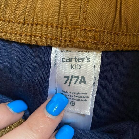 Little boys bundle carters 7 blue green button up tan pull on cargo chino pants - Picture 5 of 8
